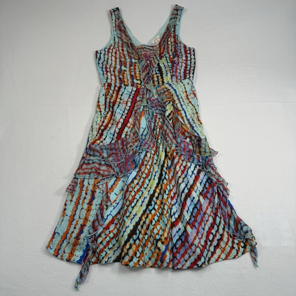 Sundance Dresses & Skirts - Sundance 100% Silk Havana Sleeveless Ruffle Midi Dress Womens Sz 4 Multi Colored